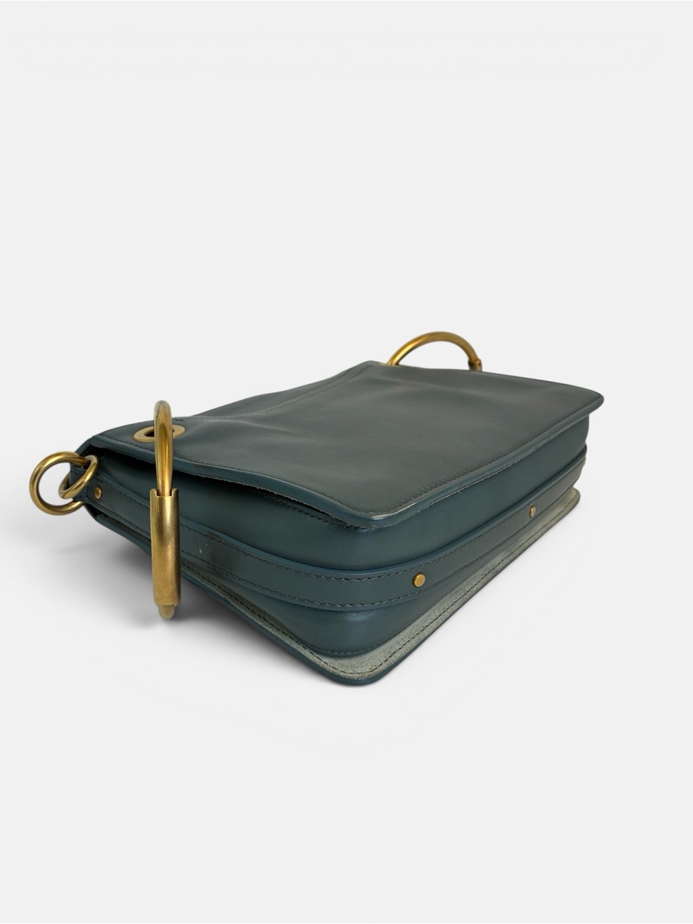 Chloé Roy Small Leather Shoulder Crossbody Bag Blue Green Gold Hardware - Picture 10 of 11